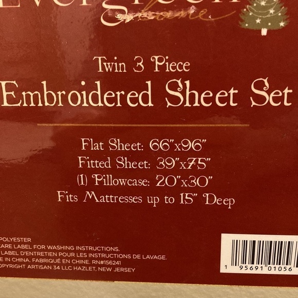 EVERGREEN LANE TWIN EMBROIDERED GNOMES SHEET SET - Picture 5 of 6